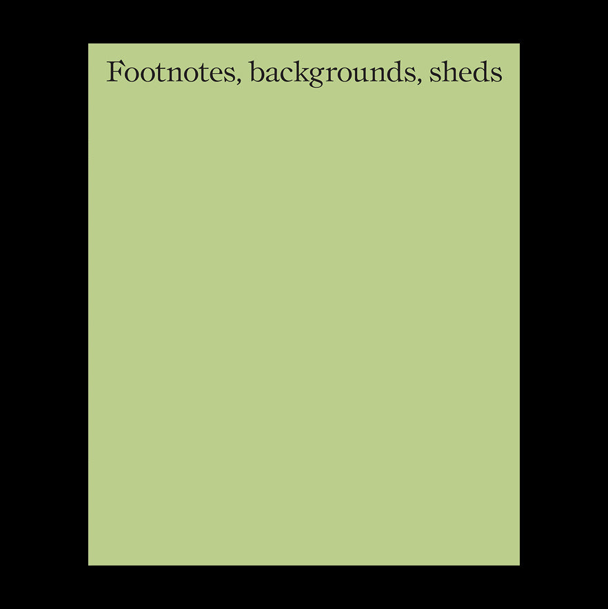 Footnotes, backgrounds, sheds - Hugh Strange, Max Creasy & Elizabeth Hatz